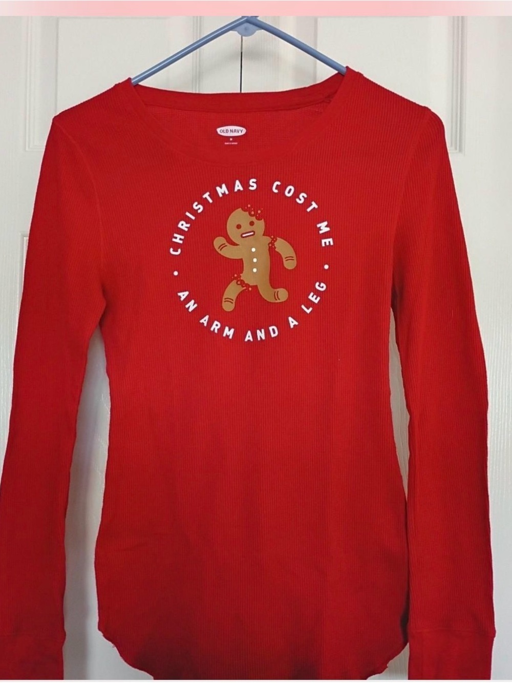 Old Navy Red Long-Sleeve Tee with Gingerbread Graphic
